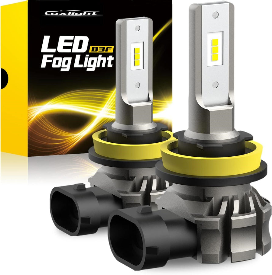 مصابيح الضباب LUXLIGHT H11/H8/H16 LED أو DRL، 6000 لومن 6500K ضوء أبيض بارد، سطوع 300%، استبدال مصابيح الضباب برقائق LED CSP للسيارات والتشغيل والتوصيل (عبوة من 2) 